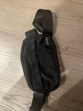 DKNY Black Belt Bag with Silver Logo
